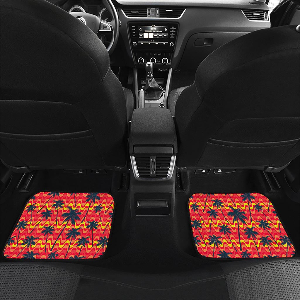 Trippy Palm Tree Pattern Print Front and Back Car Floor Mats