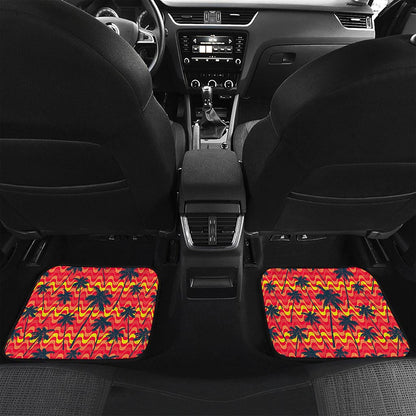 Trippy Palm Tree Pattern Print Front and Back Car Floor Mats