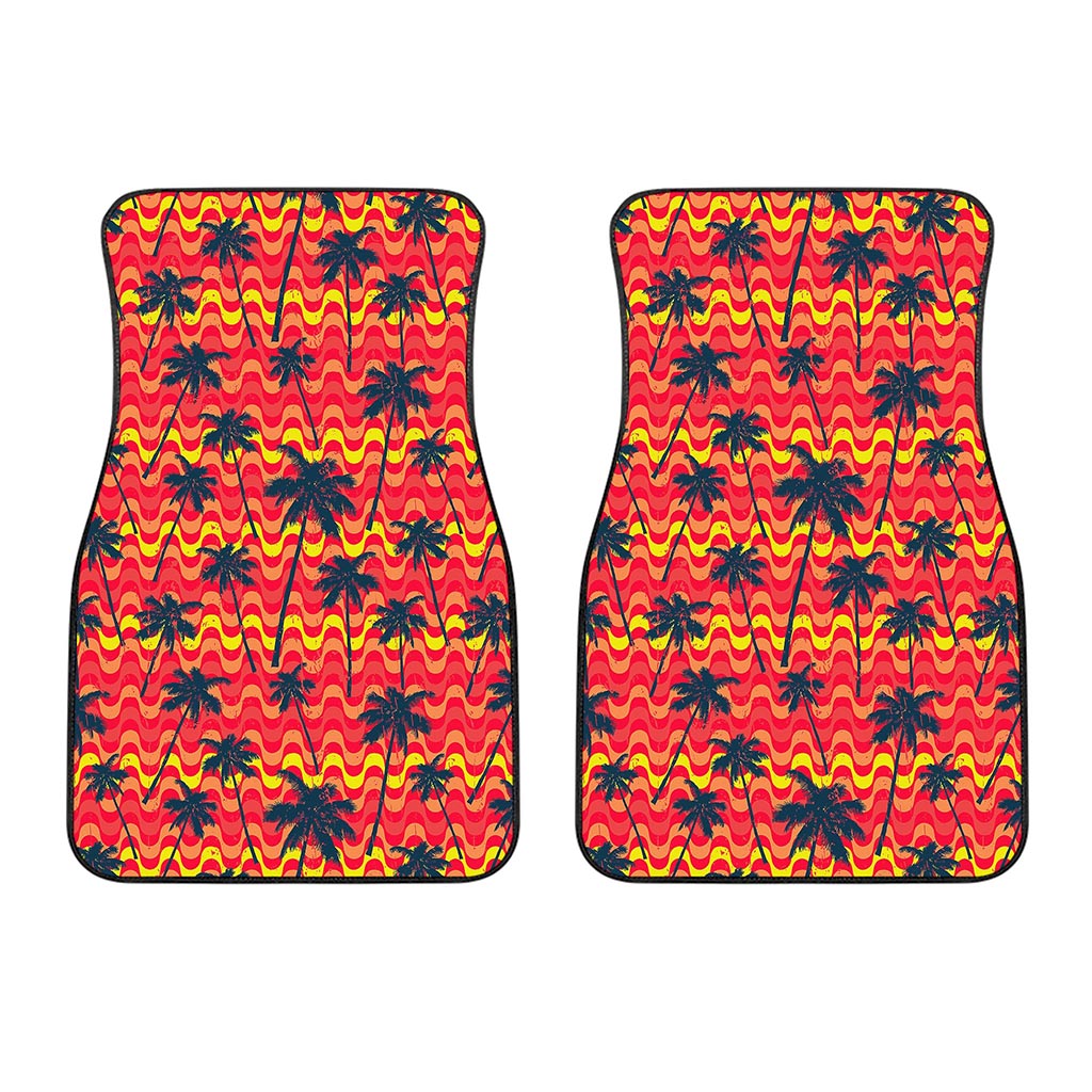 Trippy Palm Tree Pattern Print Front Car Floor Mats