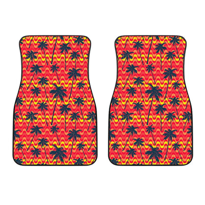 Trippy Palm Tree Pattern Print Front Car Floor Mats