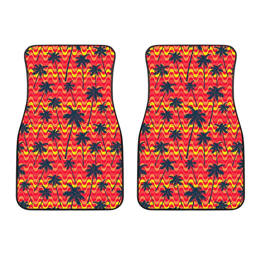 Trippy Palm Tree Pattern Print Front Car Floor Mats