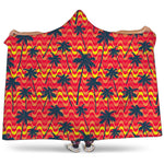 Trippy Palm Tree Pattern Print Hooded Blanket