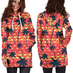 Trippy Palm Tree Pattern Print Hoodie Dress GearFrost