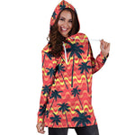 Trippy Palm Tree Pattern Print Hoodie Dress GearFrost