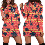 Trippy Palm Tree Pattern Print Hoodie Dress GearFrost