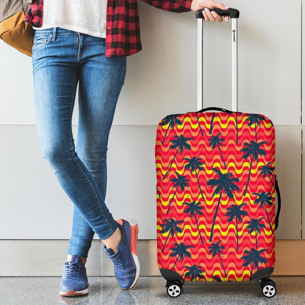 Trippy Palm Tree Pattern Print Luggage Cover GearFrost