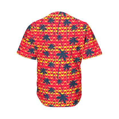Trippy Palm Tree Pattern Print Men's Baseball Jersey