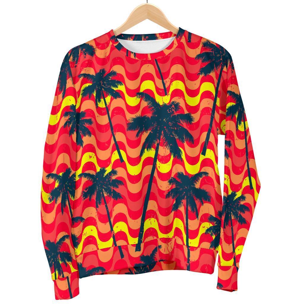 Trippy Palm Tree Pattern Print Men's Crewneck Sweatshirt GearFrost