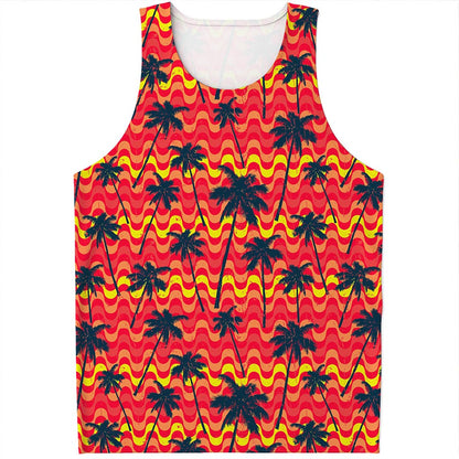 Trippy Palm Tree Pattern Print Men's Tank Top