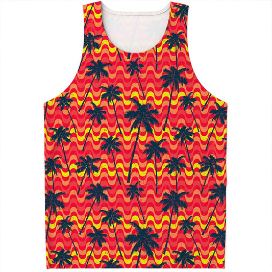 Trippy Palm Tree Pattern Print Men's Tank Top