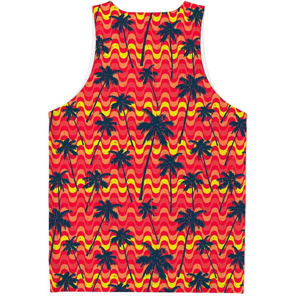 Trippy Palm Tree Pattern Print Men's Tank Top