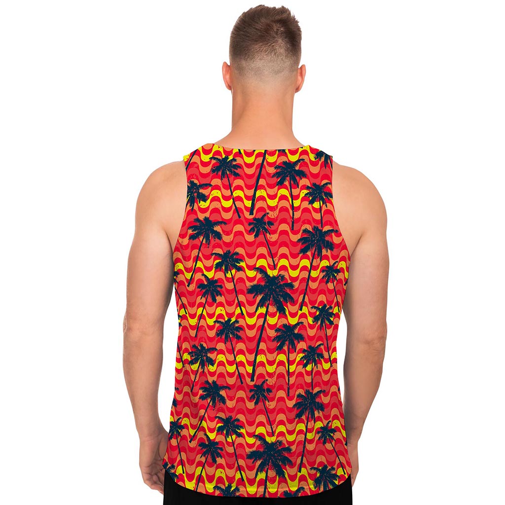 Trippy Palm Tree Pattern Print Men's Tank Top