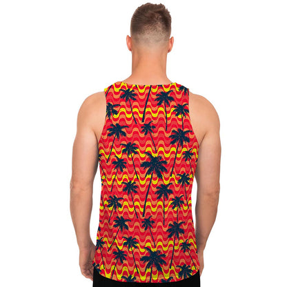 Trippy Palm Tree Pattern Print Men's Tank Top
