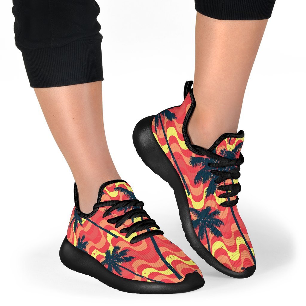 Trippy Palm Tree Pattern Print Mesh Knit Shoes GearFrost