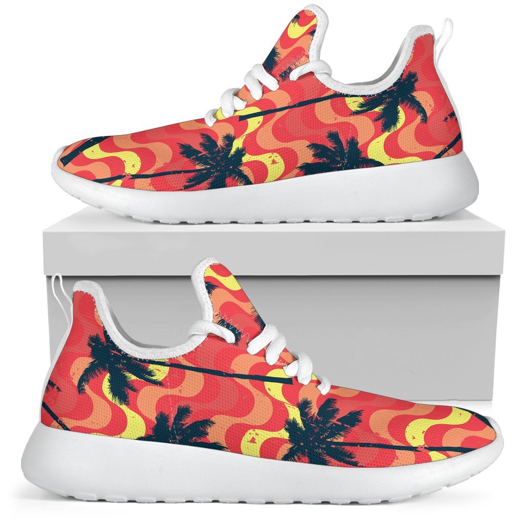 Trippy Palm Tree Pattern Print Mesh Knit Shoes GearFrost