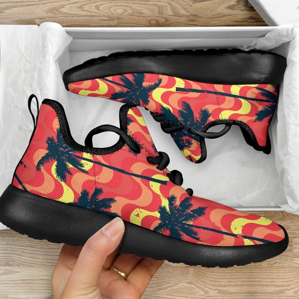 Trippy Palm Tree Pattern Print Mesh Knit Shoes GearFrost