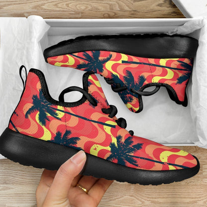 Trippy Palm Tree Pattern Print Mesh Knit Shoes GearFrost