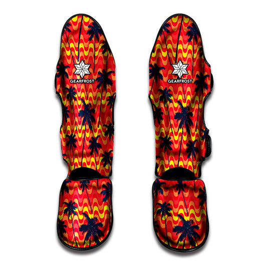 Trippy Palm Tree Pattern Print Muay Thai Shin Guard
