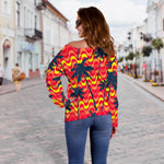 Trippy Palm Tree Pattern Print Off Shoulder Sweatshirt GearFrost