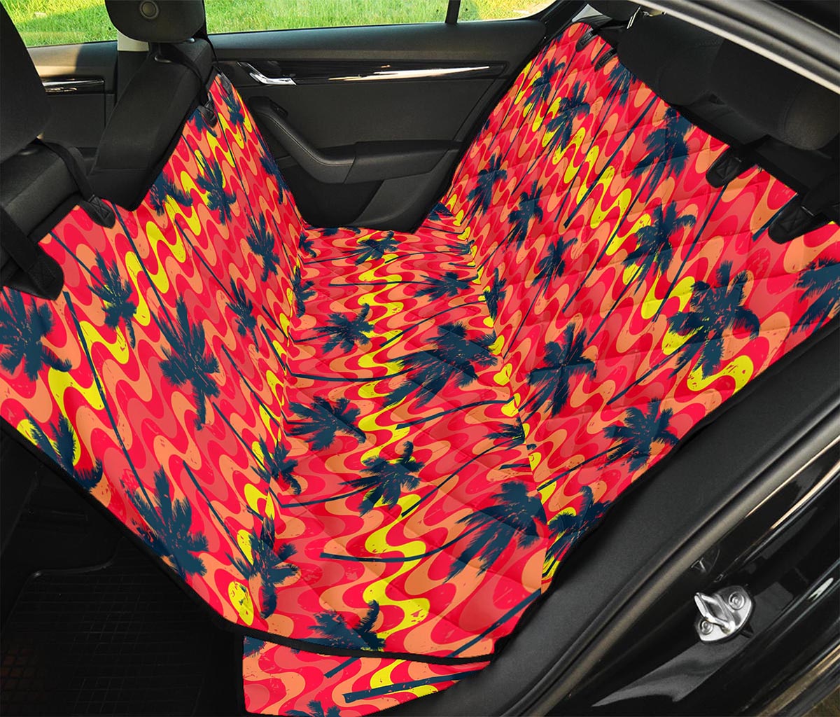 Trippy Palm Tree Pattern Print Pet Car Back Seat Cover