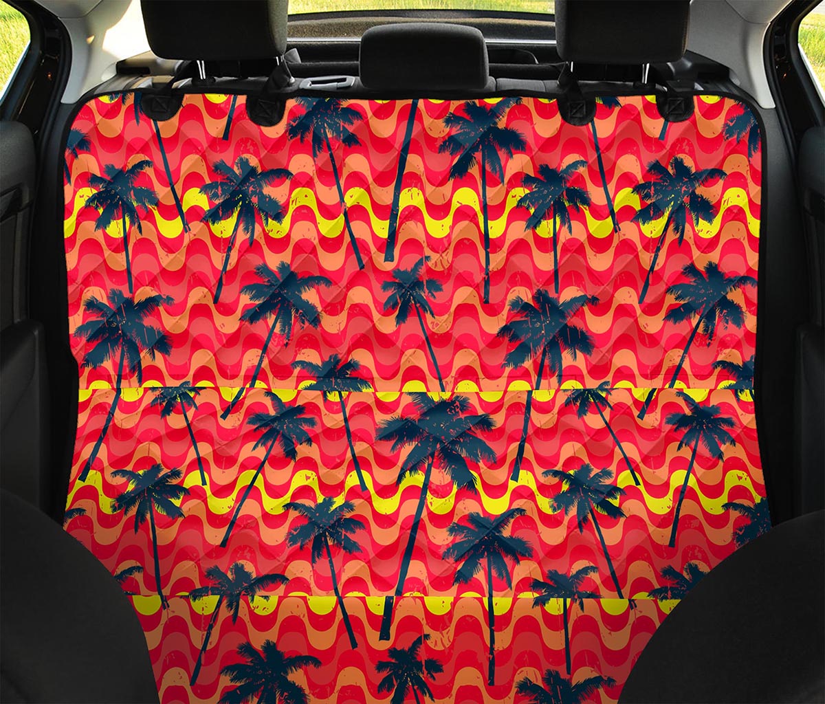 Trippy Palm Tree Pattern Print Pet Car Back Seat Cover