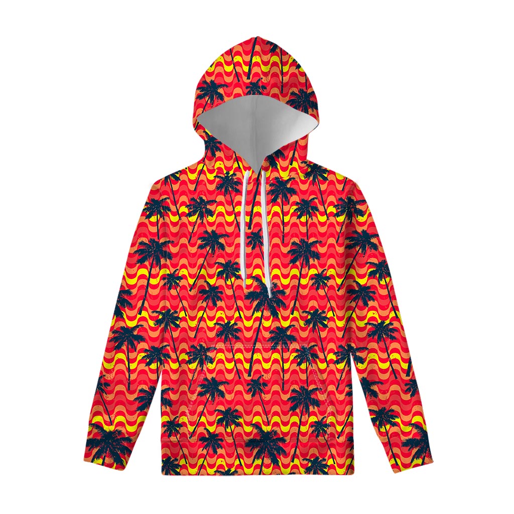 Trippy Palm Tree Pattern Print Pullover Hoodie