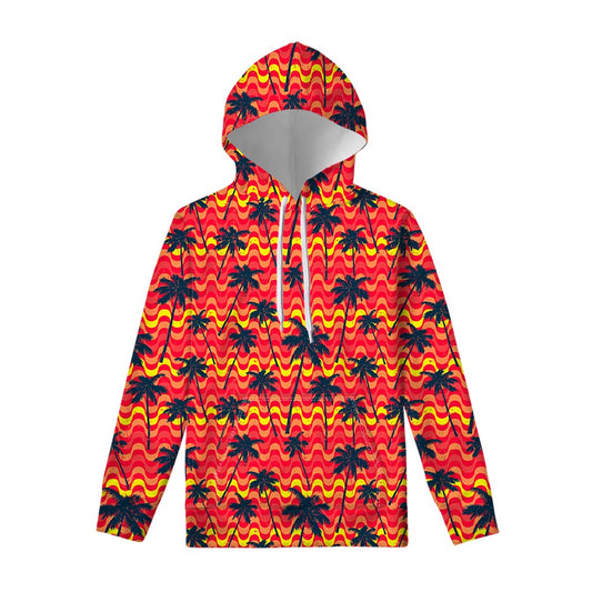 Trippy Palm Tree Pattern Print Pullover Hoodie