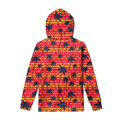 Trippy Palm Tree Pattern Print Pullover Hoodie