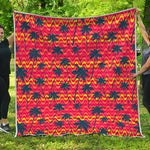 Trippy Palm Tree Pattern Print Quilt