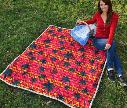 Trippy Palm Tree Pattern Print Quilt