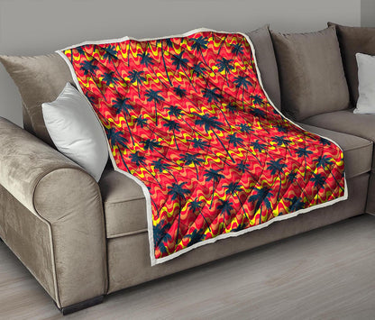 Trippy Palm Tree Pattern Print Quilt