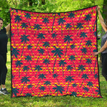 Trippy Palm Tree Pattern Print Quilt