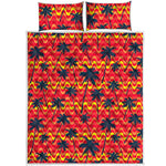 Trippy Palm Tree Pattern Print Quilt Bed Set