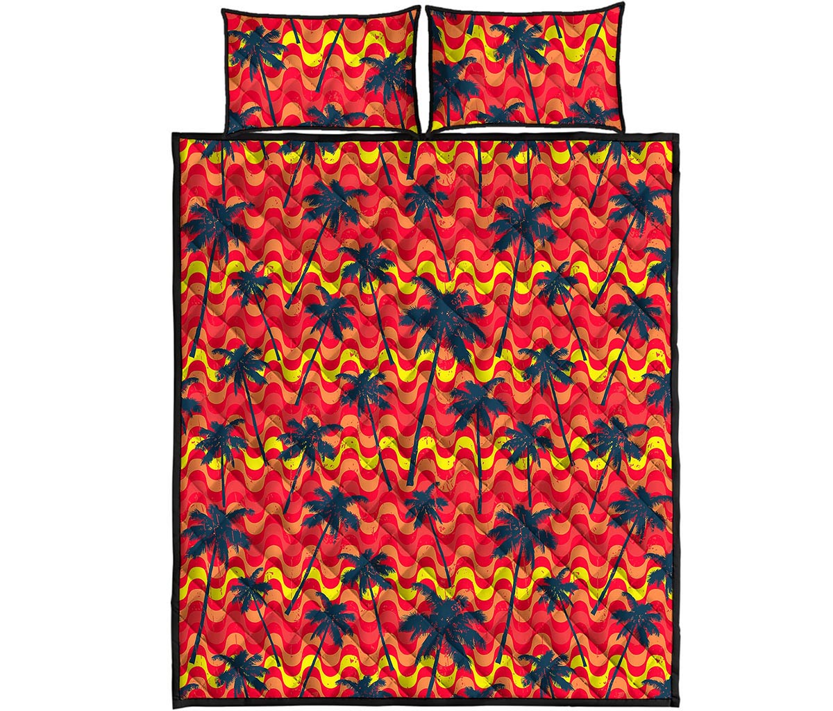 Trippy Palm Tree Pattern Print Quilt Bed Set
