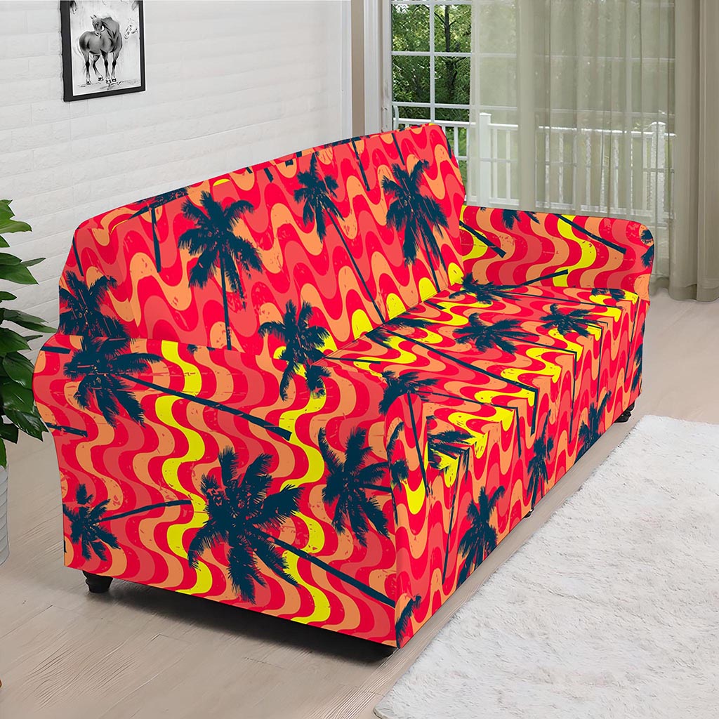 Trippy Palm Tree Pattern Print Sofa Cover