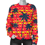 Trippy Palm Tree Pattern Print Women's Crewneck Sweatshirt GearFrost