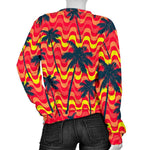 Trippy Palm Tree Pattern Print Women's Crewneck Sweatshirt GearFrost