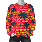 Trippy Palm Tree Pattern Print Women's Crewneck Sweatshirt GearFrost