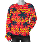 Trippy Palm Tree Pattern Print Women's Crewneck Sweatshirt GearFrost