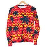Trippy Palm Tree Pattern Print Women's Crewneck Sweatshirt GearFrost
