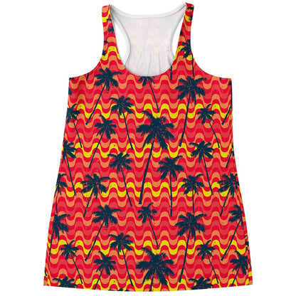 Trippy Palm Tree Pattern Print Women's Racerback Tank Top