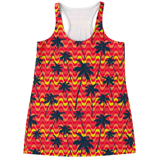 Trippy Palm Tree Pattern Print Women's Racerback Tank Top