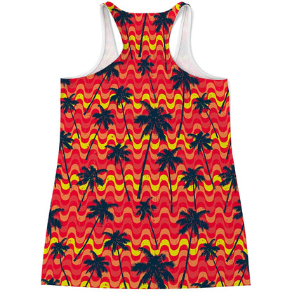 Trippy Palm Tree Pattern Print Women's Racerback Tank Top
