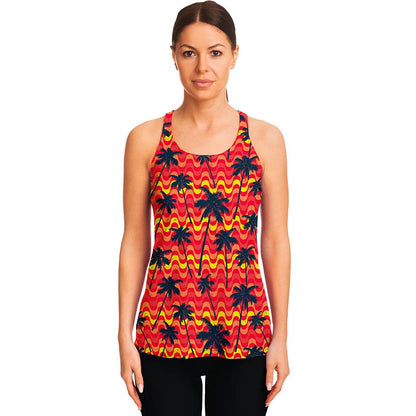 Trippy Palm Tree Pattern Print Women's Racerback Tank Top