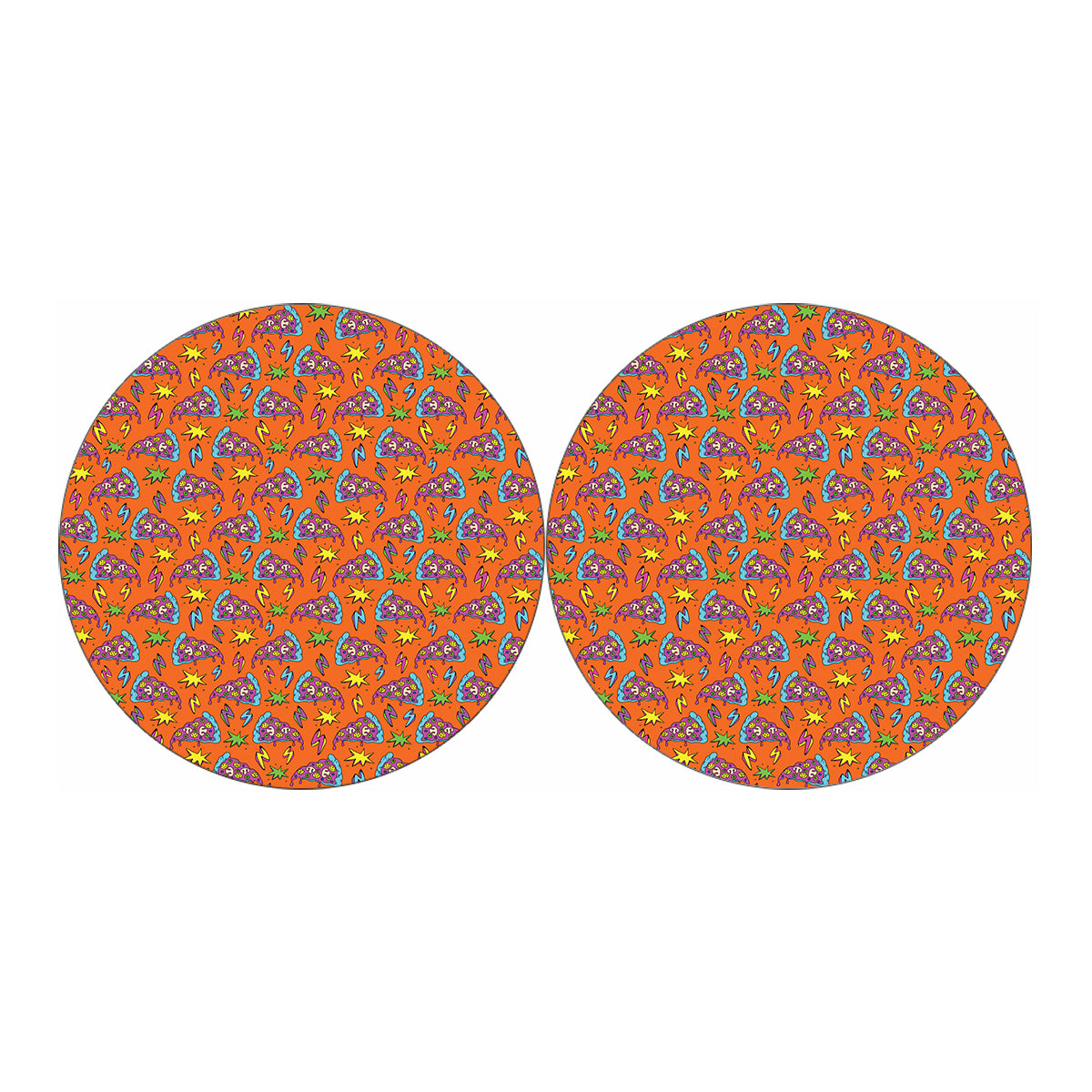 Trippy Pizza Pattern Print Car Coasters
