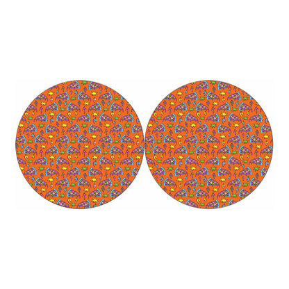 Trippy Pizza Pattern Print Car Coasters
