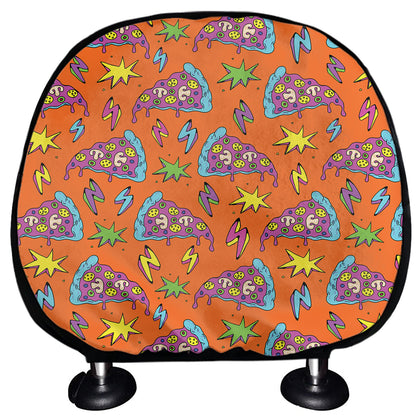 Trippy Pizza Pattern Print Car Headrest Covers