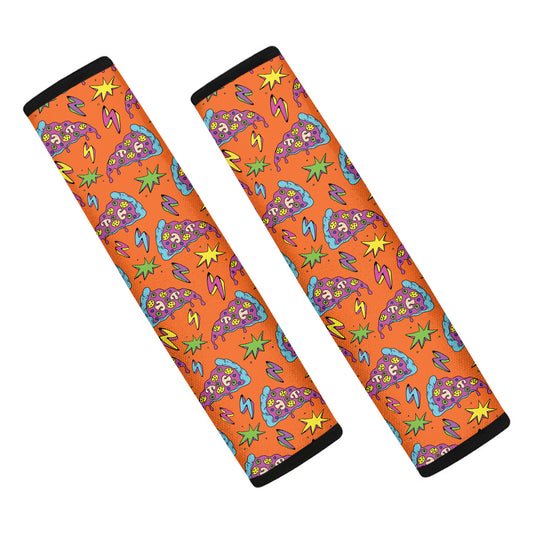 Trippy Pizza Pattern Print Car Seat Belt Covers