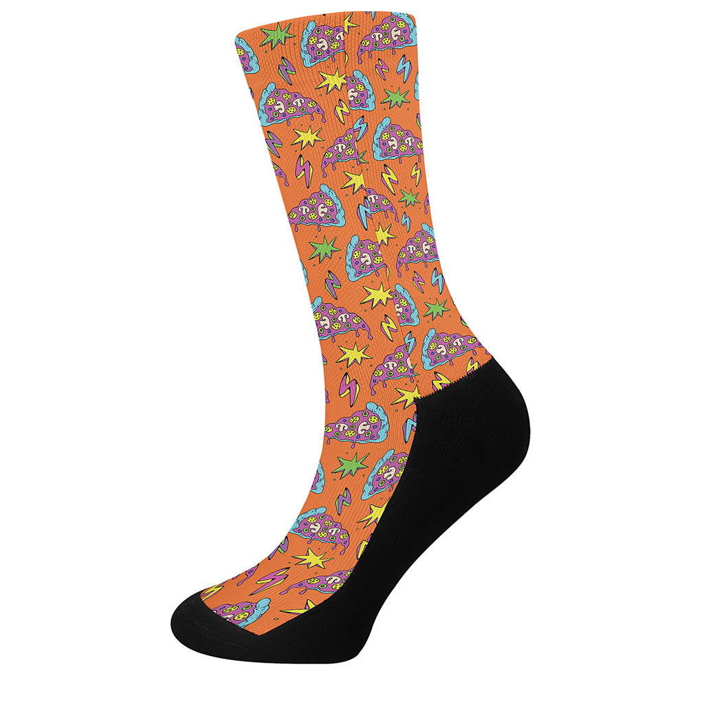 Trippy Pizza Pattern Print Crew Socks