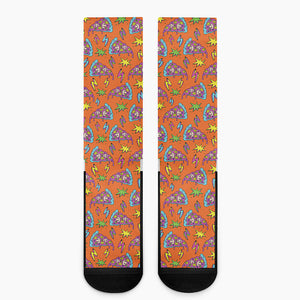 Trippy Pizza Pattern Print Crew Socks